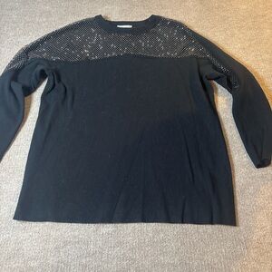 Elegant Black Sweater with Mesh Detail 1241